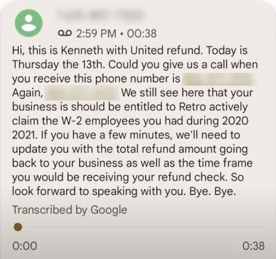 United refund scam