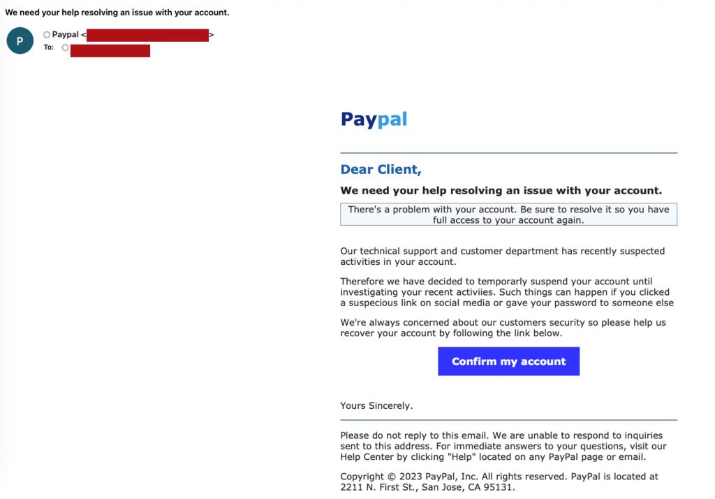 PayPal_Phishing Email