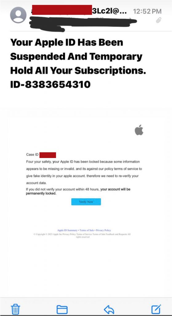Apple ID Suspended Scam