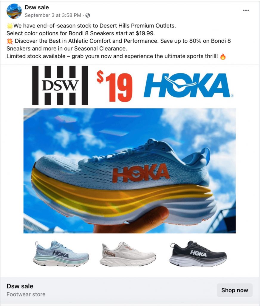 DSW Outlet Scam Hoka
