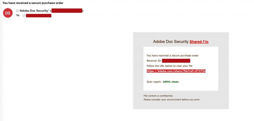 Adobe Phishing Email