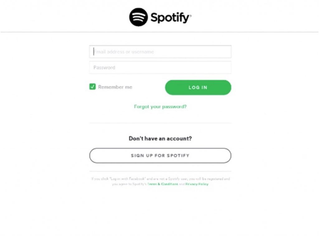 Fake Spotify login page