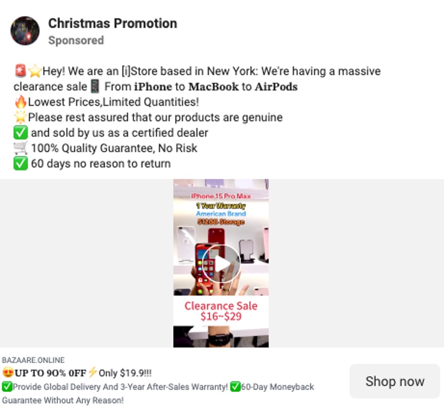 Christmas sales scam