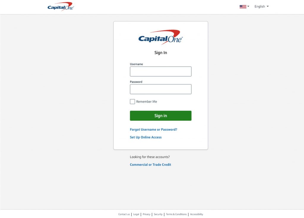 REAL Capital One login page