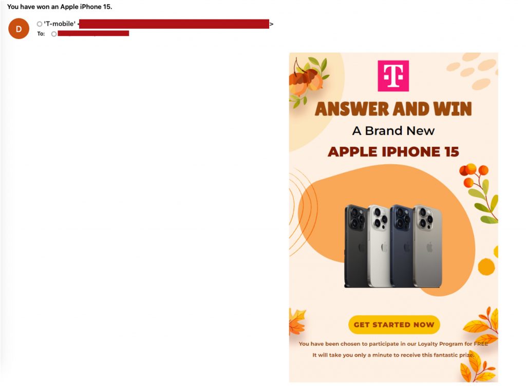 T-Mobile iphone 15 scam