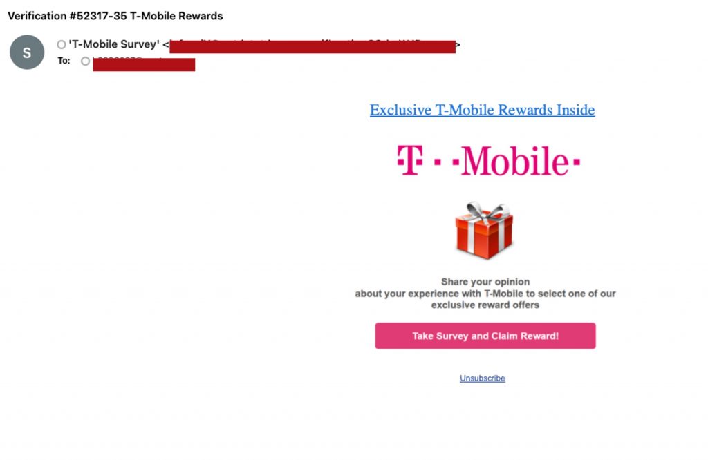 T-Mobile reward scam