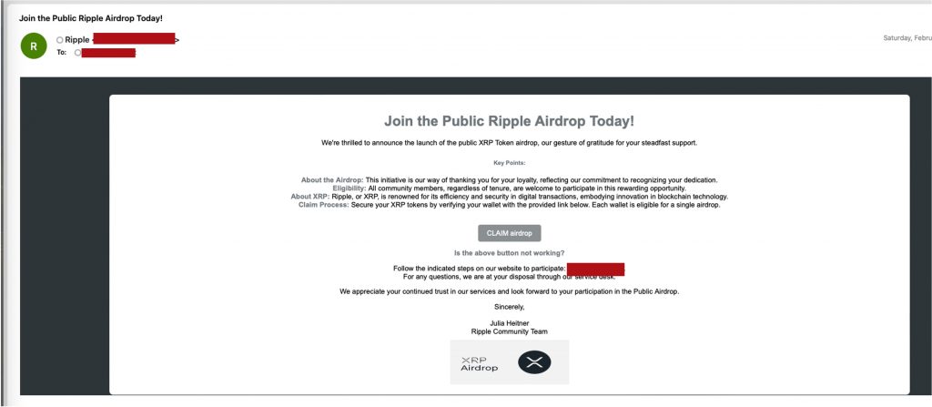Fake Crypto scam_XRP airdrop