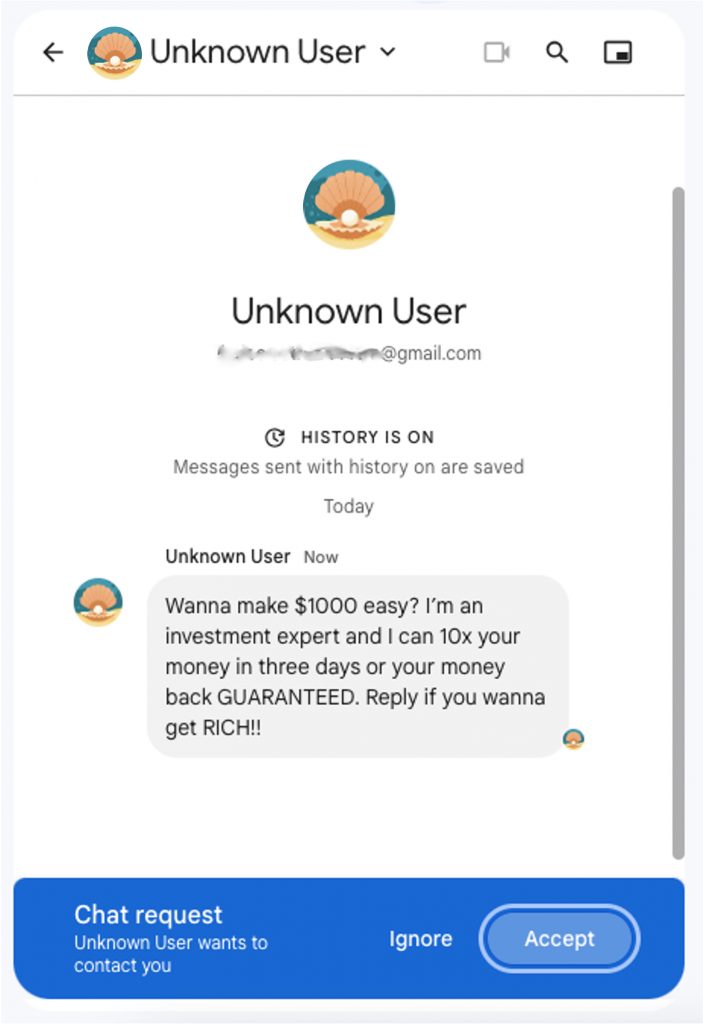Google Chat Scam