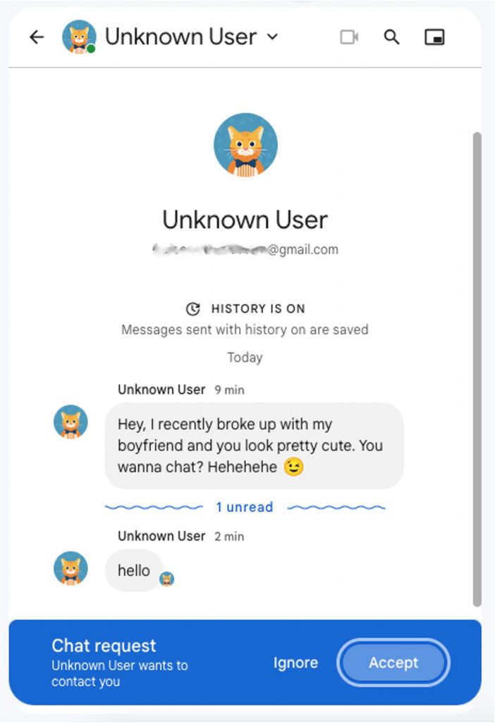 google chat scam_romance