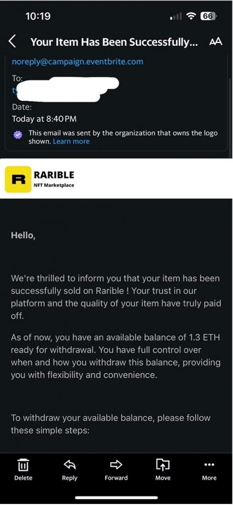 Rarible email scam