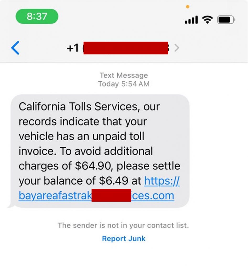 California Toll Services Scam