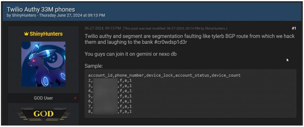 Twilio Authy Data Breach_ShinyHunter