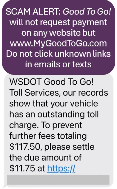 WSDOT Good To Go Scam Text