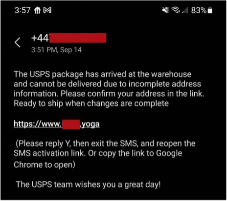 USPS text scam