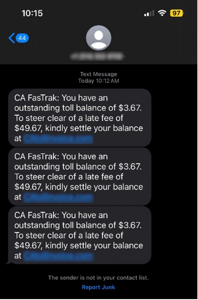 CA FasTrak toll scam