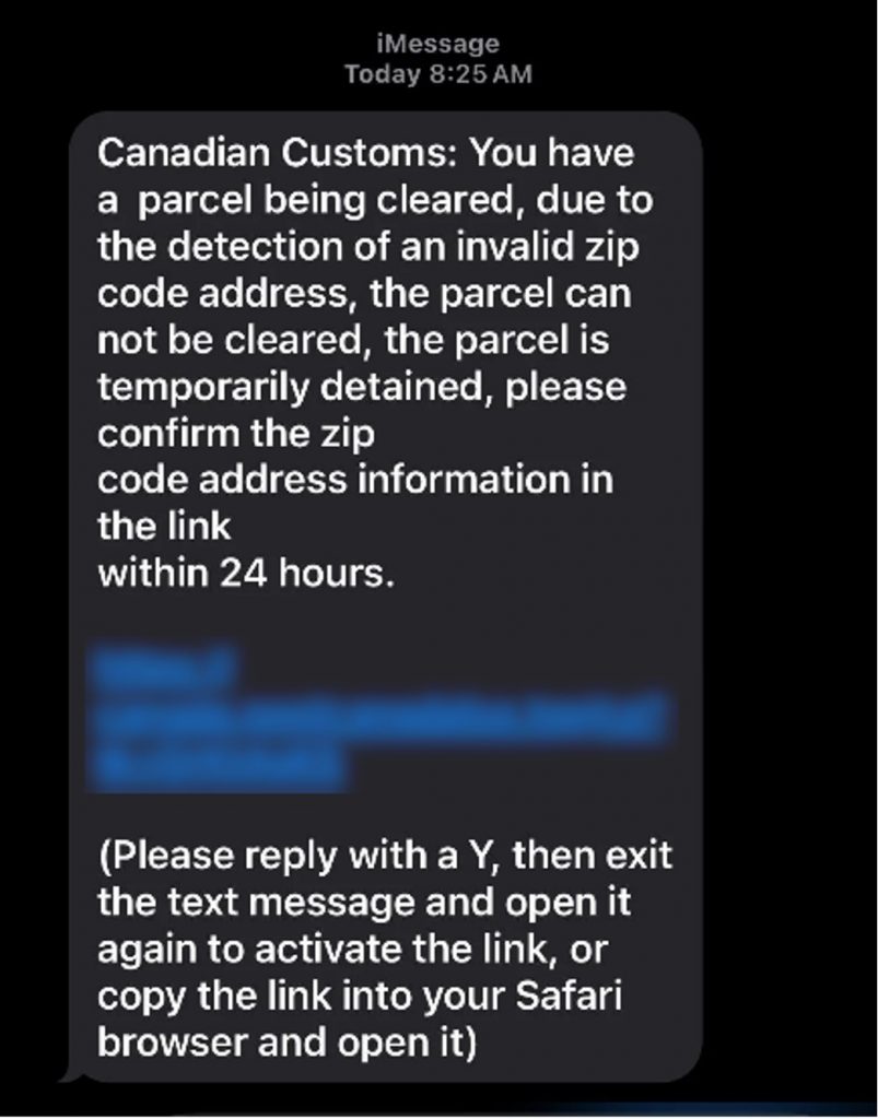 Canadian customs scam