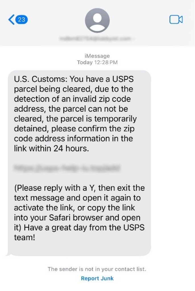 Halloween Scams 2024_fake customs text