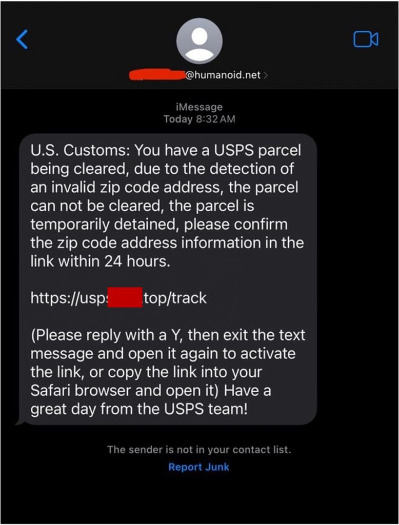  fake USPS delivery text