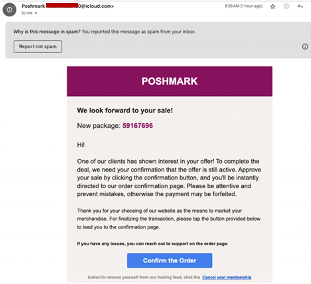 is poshmark legit_phishing email