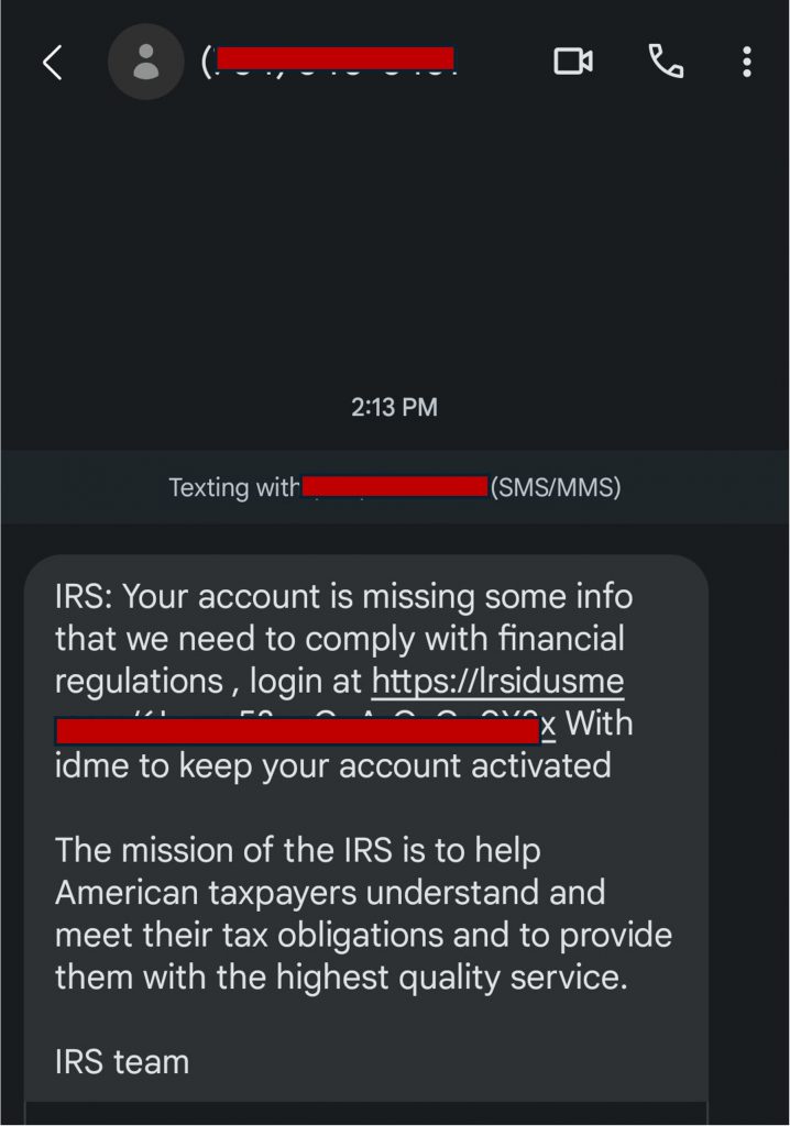 IRS Scams 2025_Fake issues with account