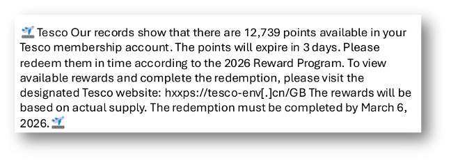 Tesco rewards scam