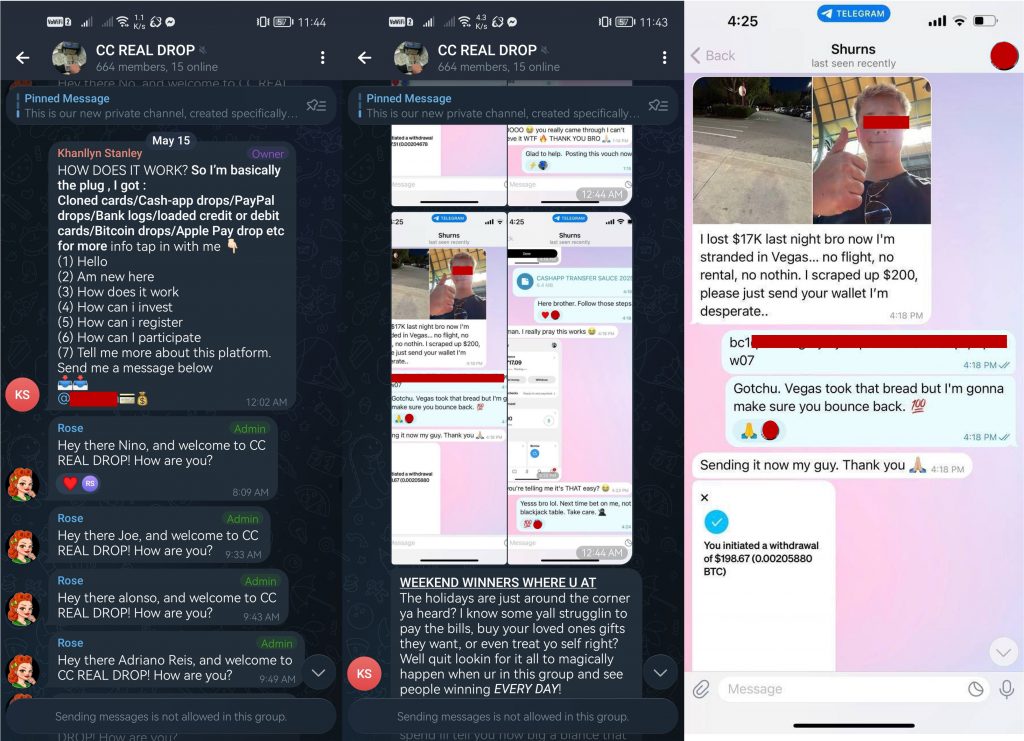 A Telegram group full of testimonials of success stories and instructions to get free money