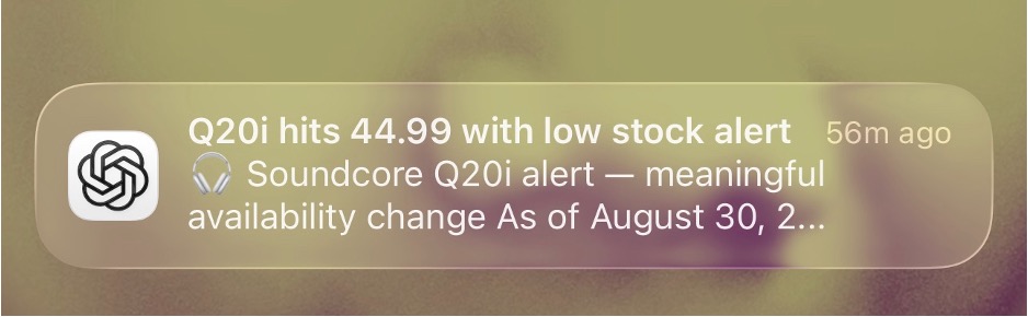 ChatGPT low stock alert