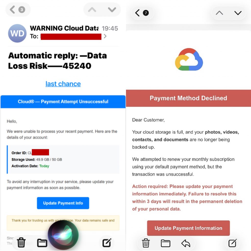 Cloud storage full scam