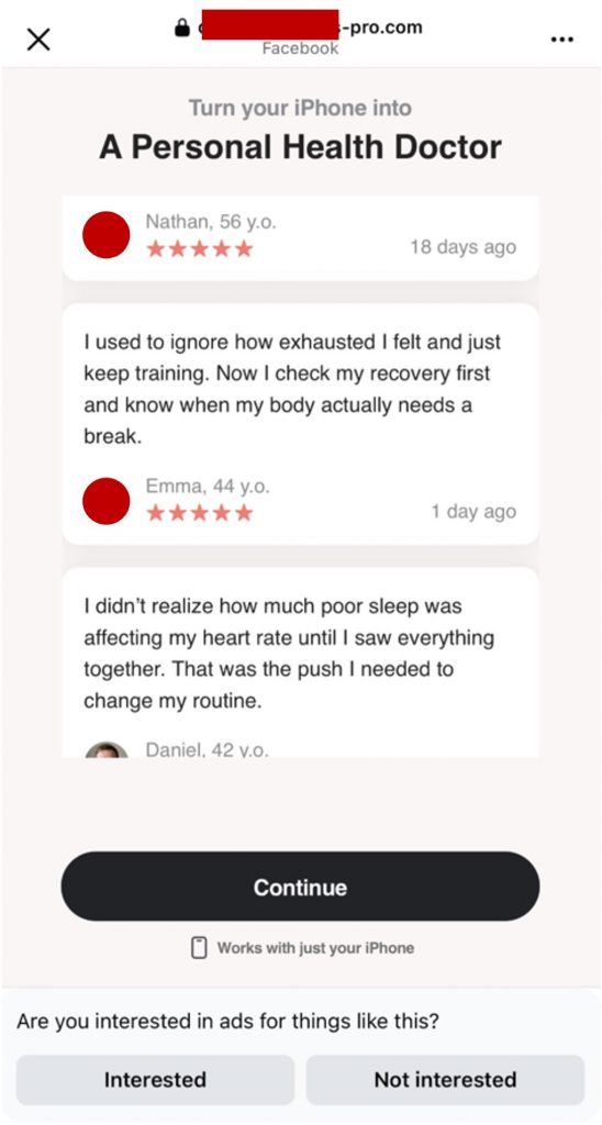 Fabricated five-star testimonials framed as real reviews