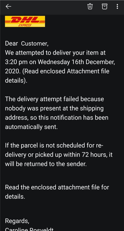 Scam Alert] DHL Package Delivery Phishing Scam | Trend Micro News