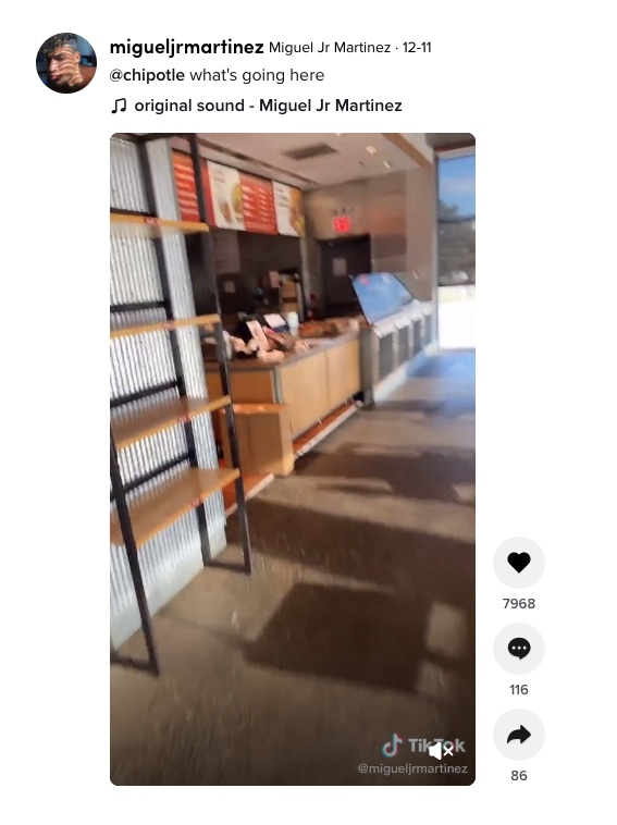 A TikTok video made it seem like everyone disappeared at Chipotle. 