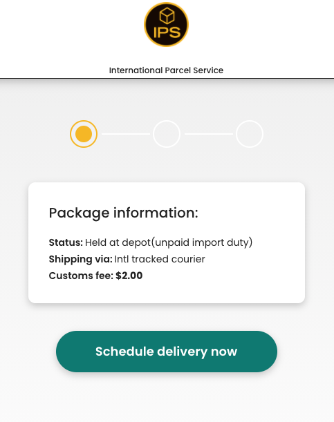 A fake package tracking website.