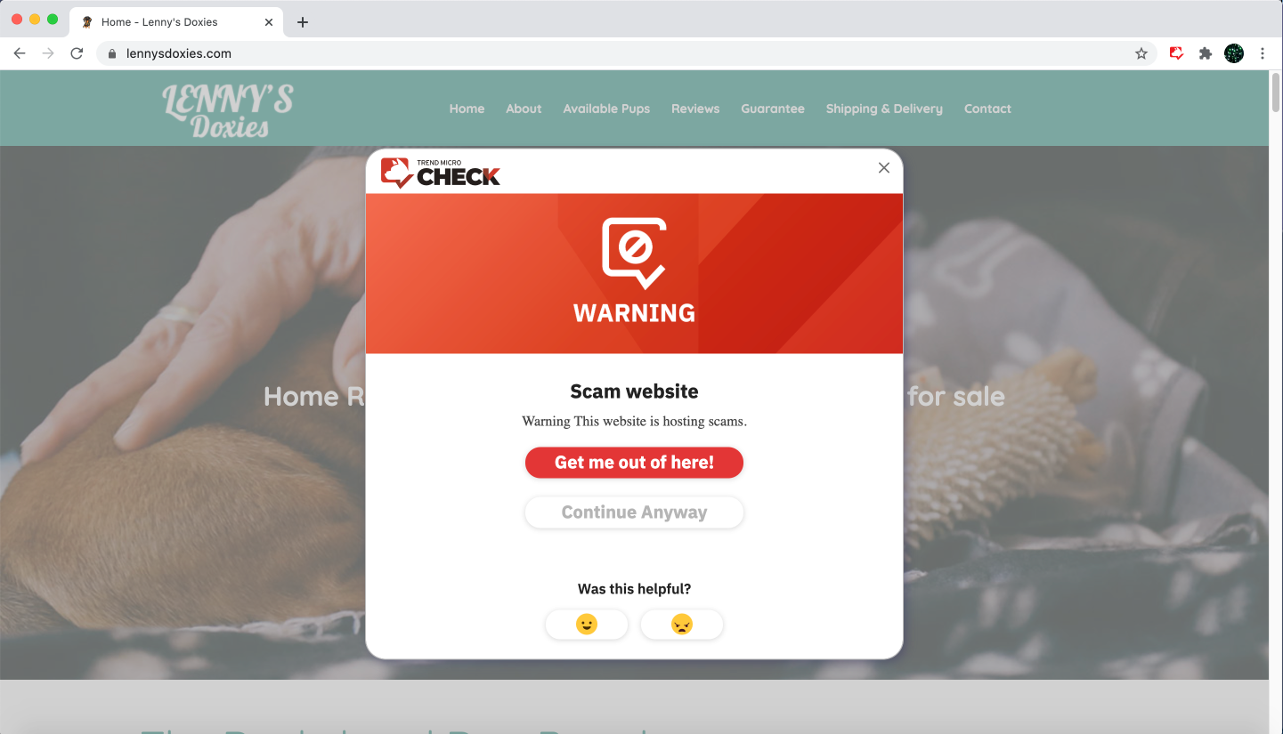Trend Micro Check's Chrome extension will block scam websites for you automatically.