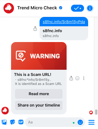 Use Trend Micro Check for free and immediate scam detection.