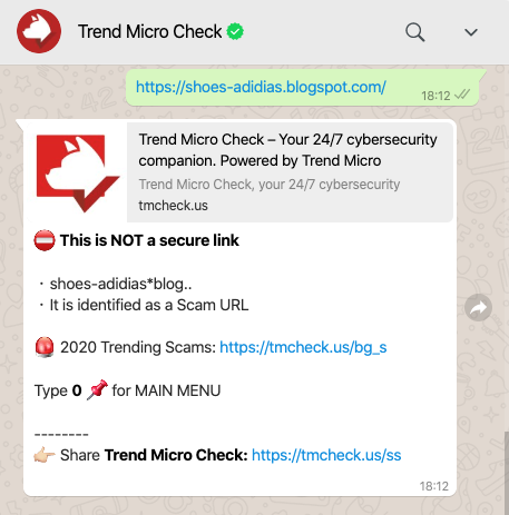 Trend Micro Check is available on WhatsApp as well.
