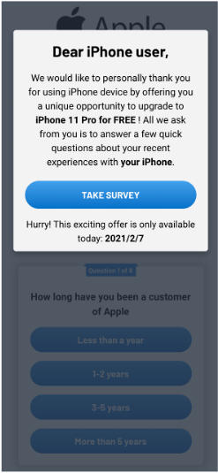 Apple Survey scam.