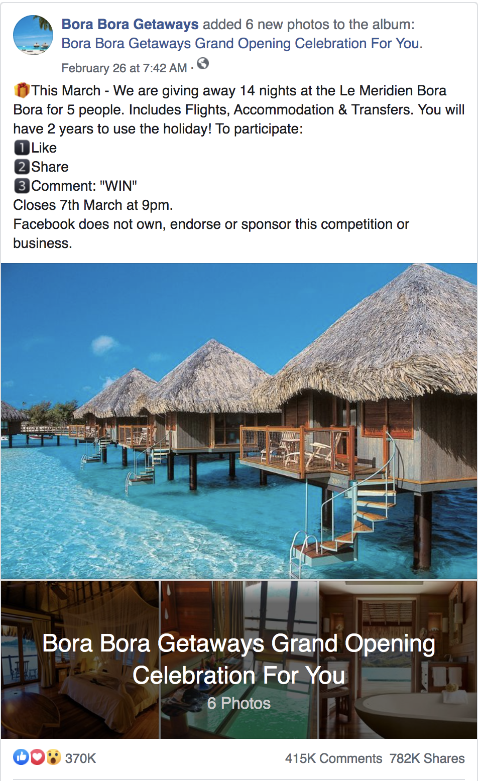 The viral post of Bora Bora getaway scams.