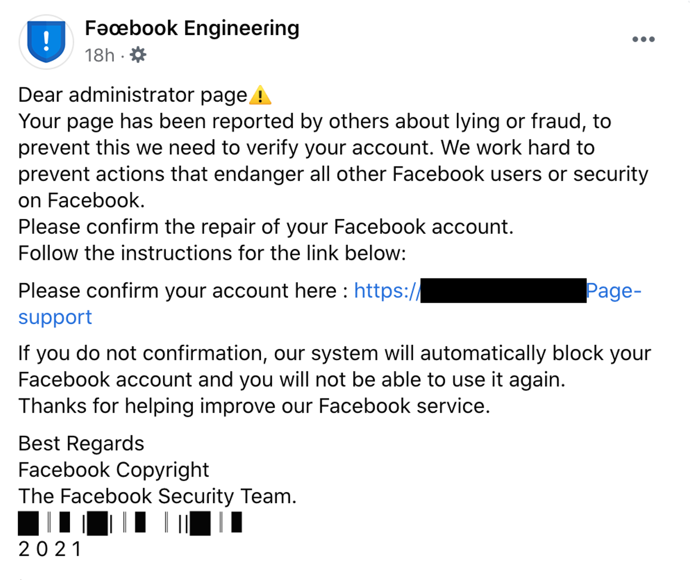 Facebook login scam warning