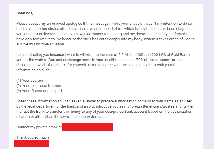fake donation phishing emails