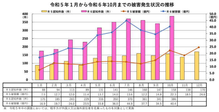 SNS型ロマンス詐欺の被害発生状況